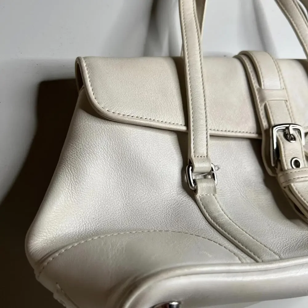Vintage‎ Coach Hampton White Leather Satchel Purse #9267 – Structured Top Handle
